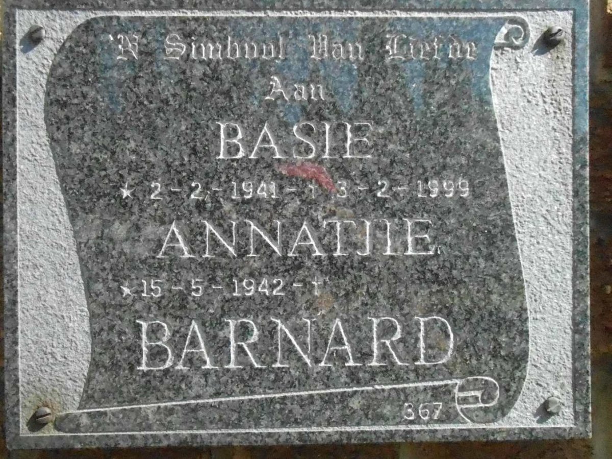 BARNARD Basie 1941-1999 &amp; Annatjie 1942-