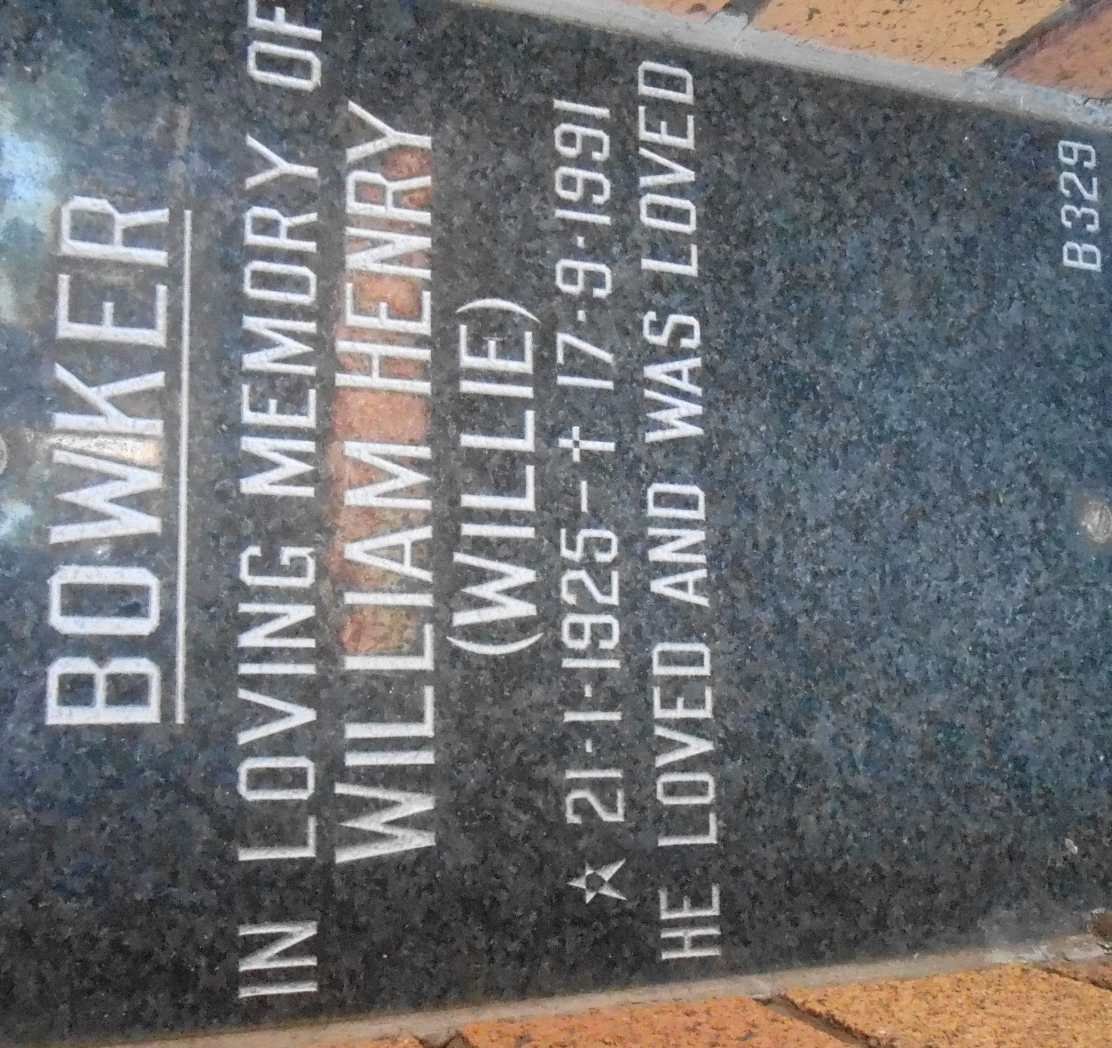 BOWKER William Henry 1925-1991