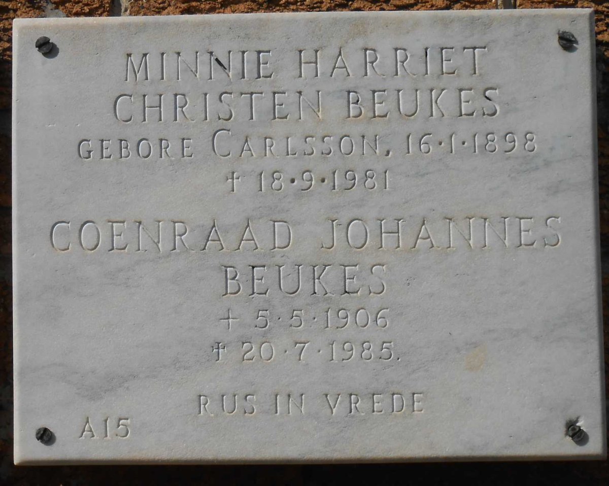 BEUKES Coenraad Johannes 1906-1985 &amp; Minnie Harriet Christen CARLSSON 1898-1981