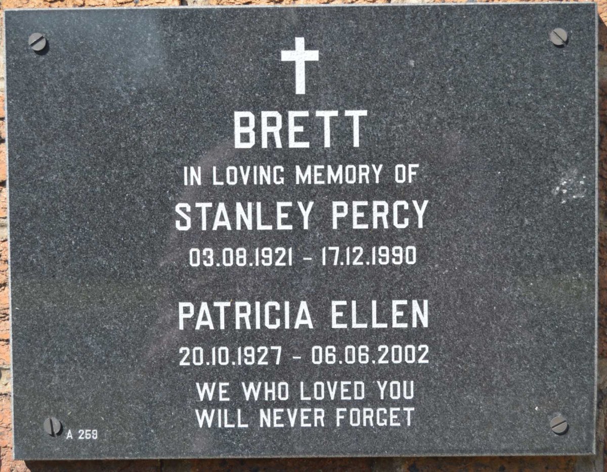 BRETT Stanley Percy 1921-1990 &amp; Patricia Ellen 1927-2002