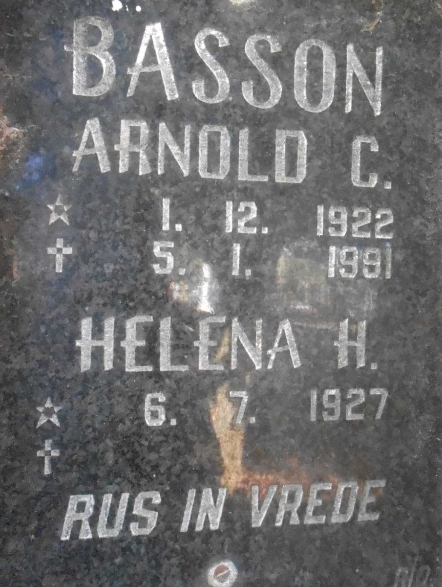 BASSON Arnold C. 1922-1991 &amp; Helena H. 1927-