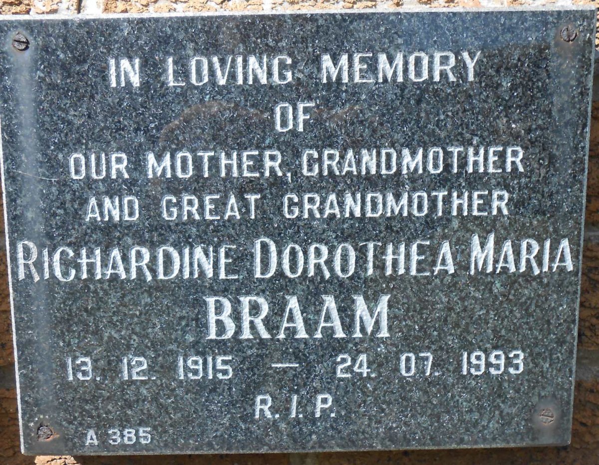BRAAM Richardine Dorothea Maria 1915-1993