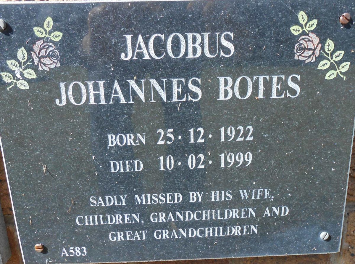 BOTES Jacobus Johannes 1922-1999