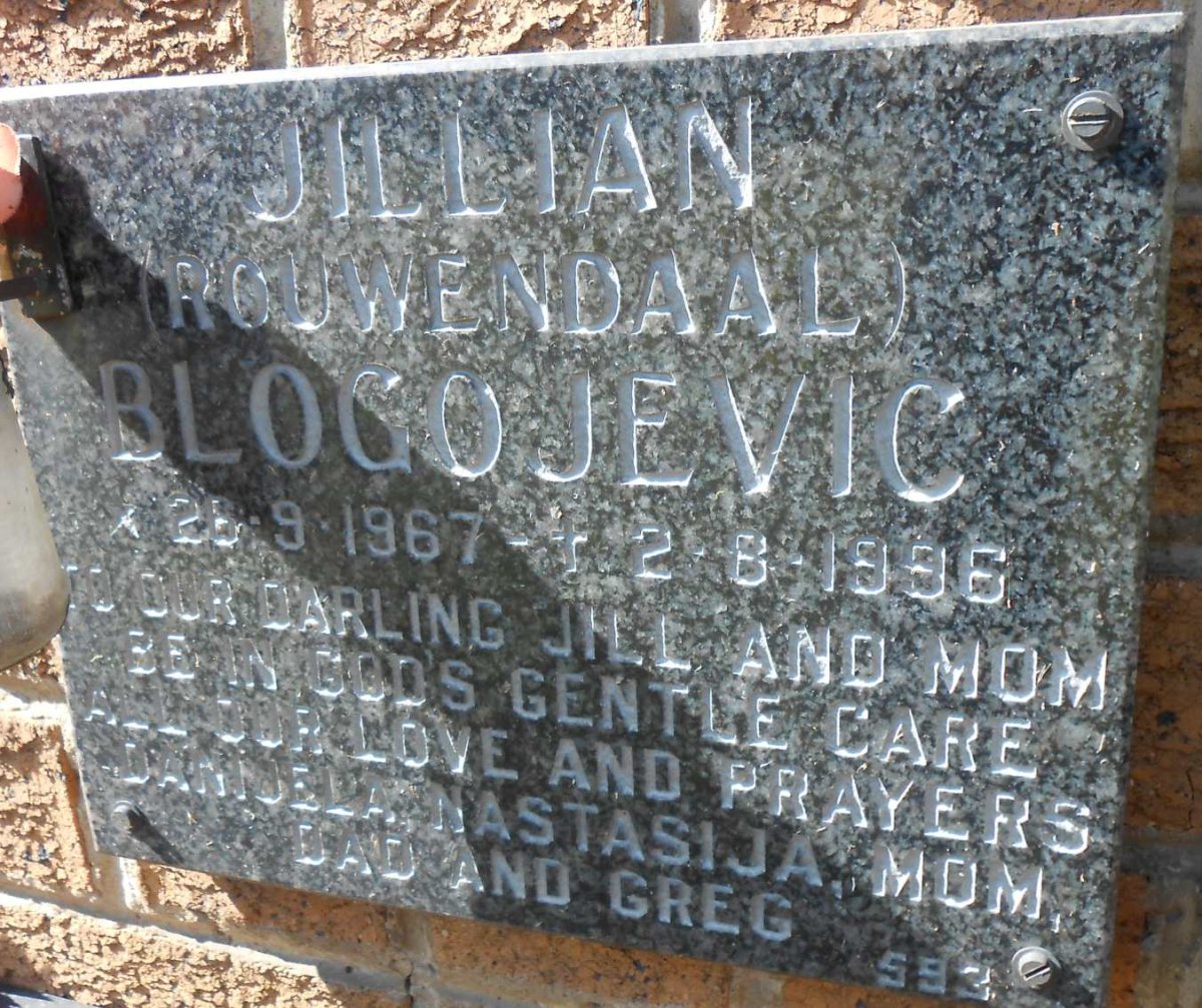 BLOGOJEVIC Jillian nee ROUWENDAAL 1967-1996