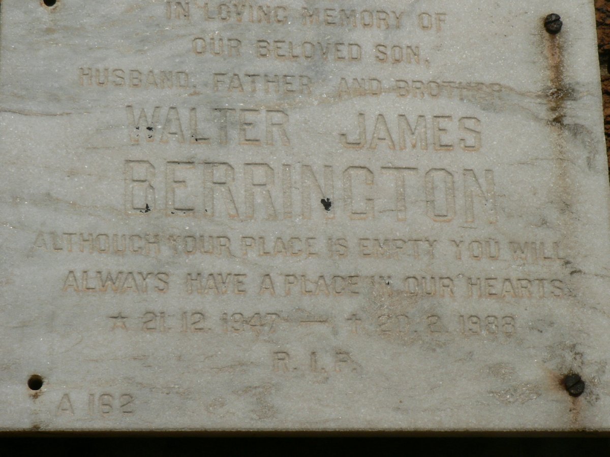 BERRINGTON Walter James 1947-1988