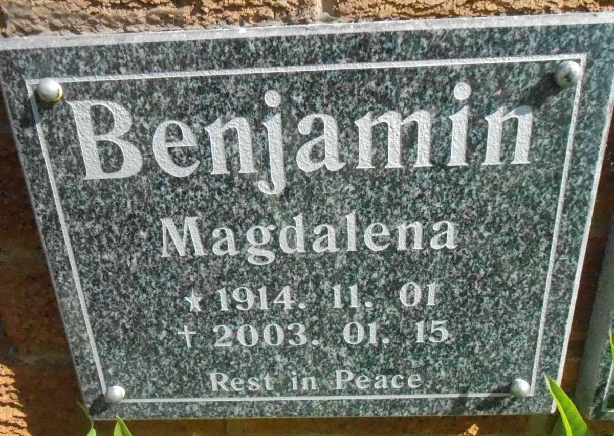 BENJAMIN Magdalena 1914-2003