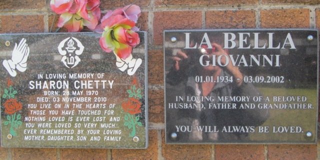 BELLA Giovanni, la 1934-2002 :: CHETTY Sharon 1970-2010