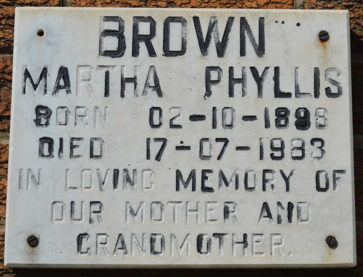BROWN Martha Phyllis 1898-1983