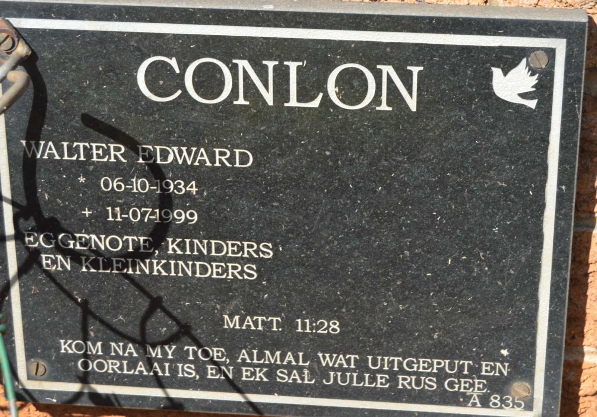 CONLON Walter Edward 1934-1999