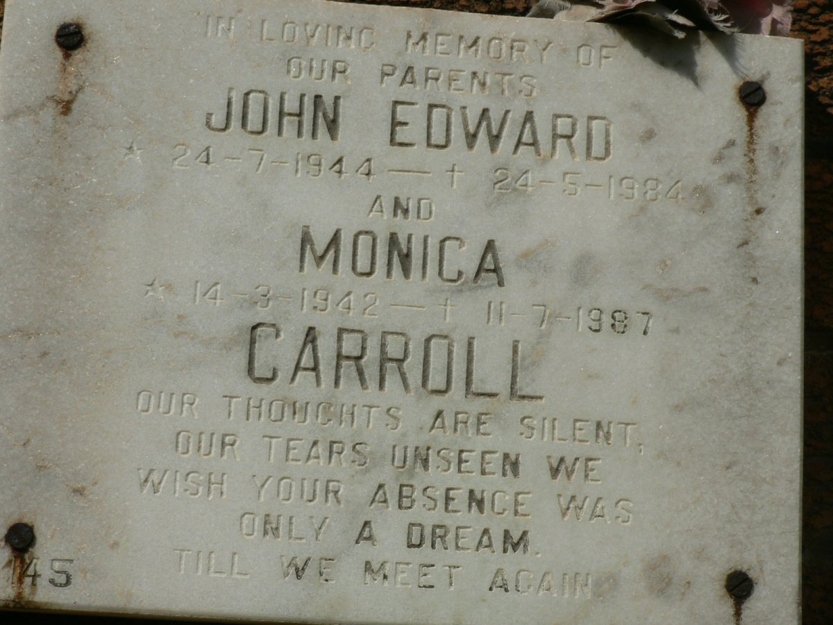 CARROLL John Edward 1944-1984 &amp; Monica 1942-1987