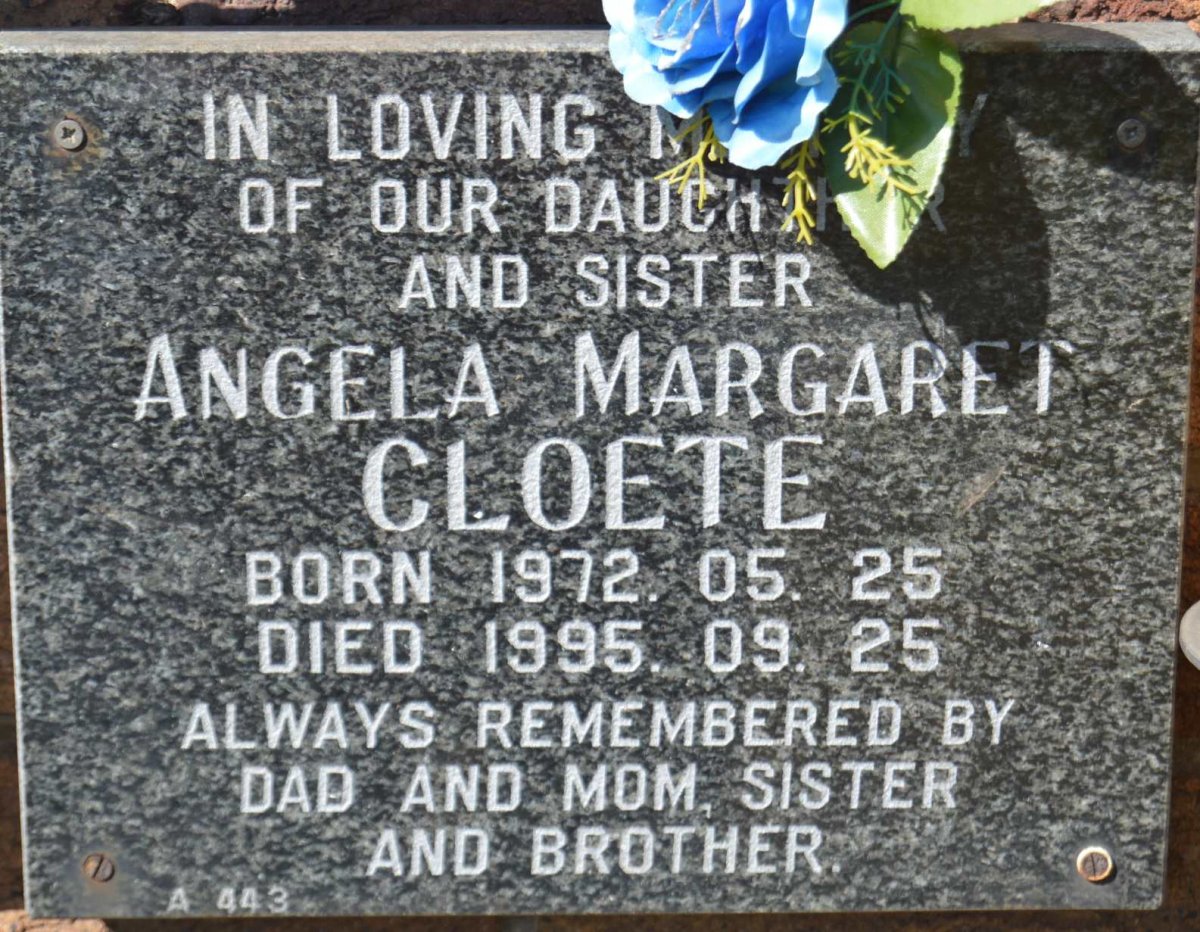 CLOETE Angela Margaret 1972-1995