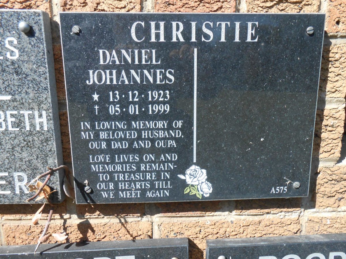 CHRISTIE Daniel Johannes 1923-1999