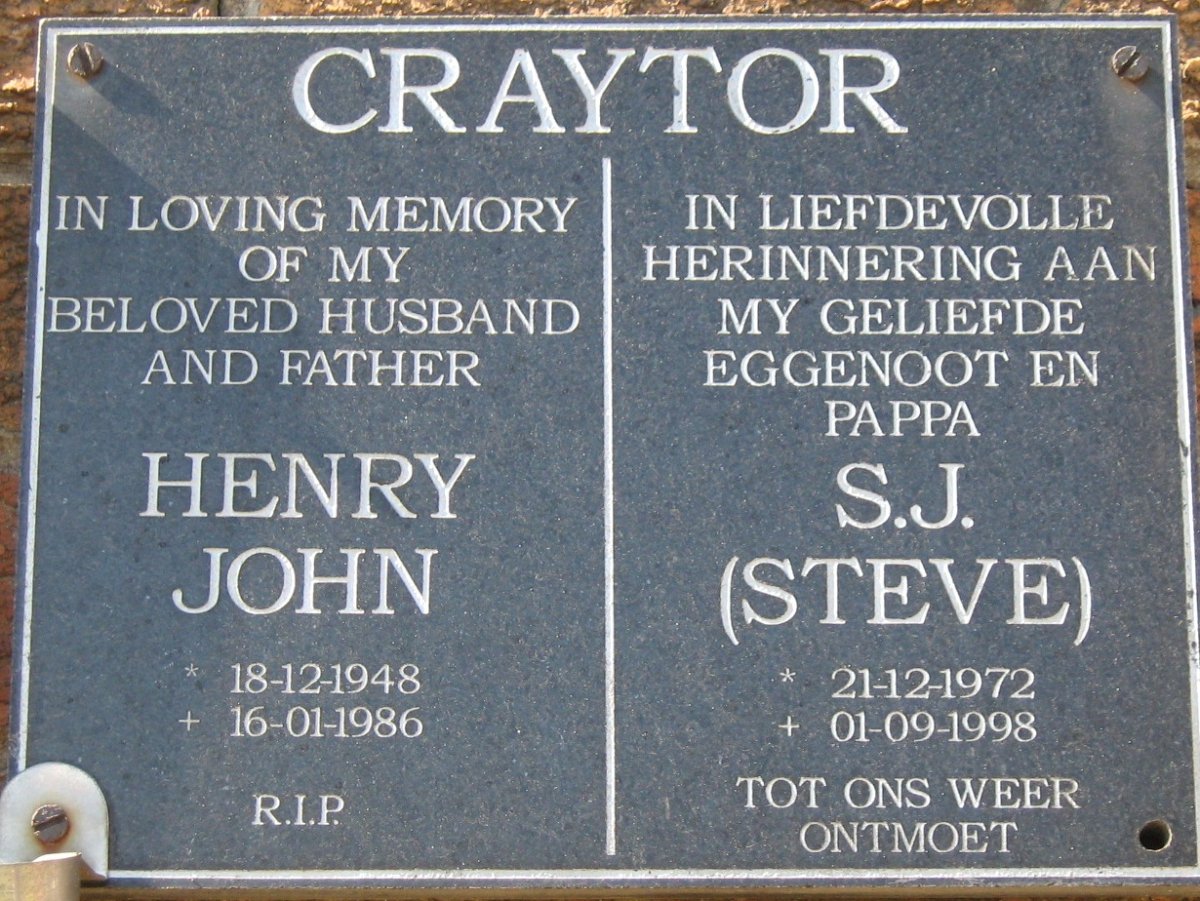 CRAYTOR Henry John 1948-1986 :: CRAYTOR S.J. 1972-1998