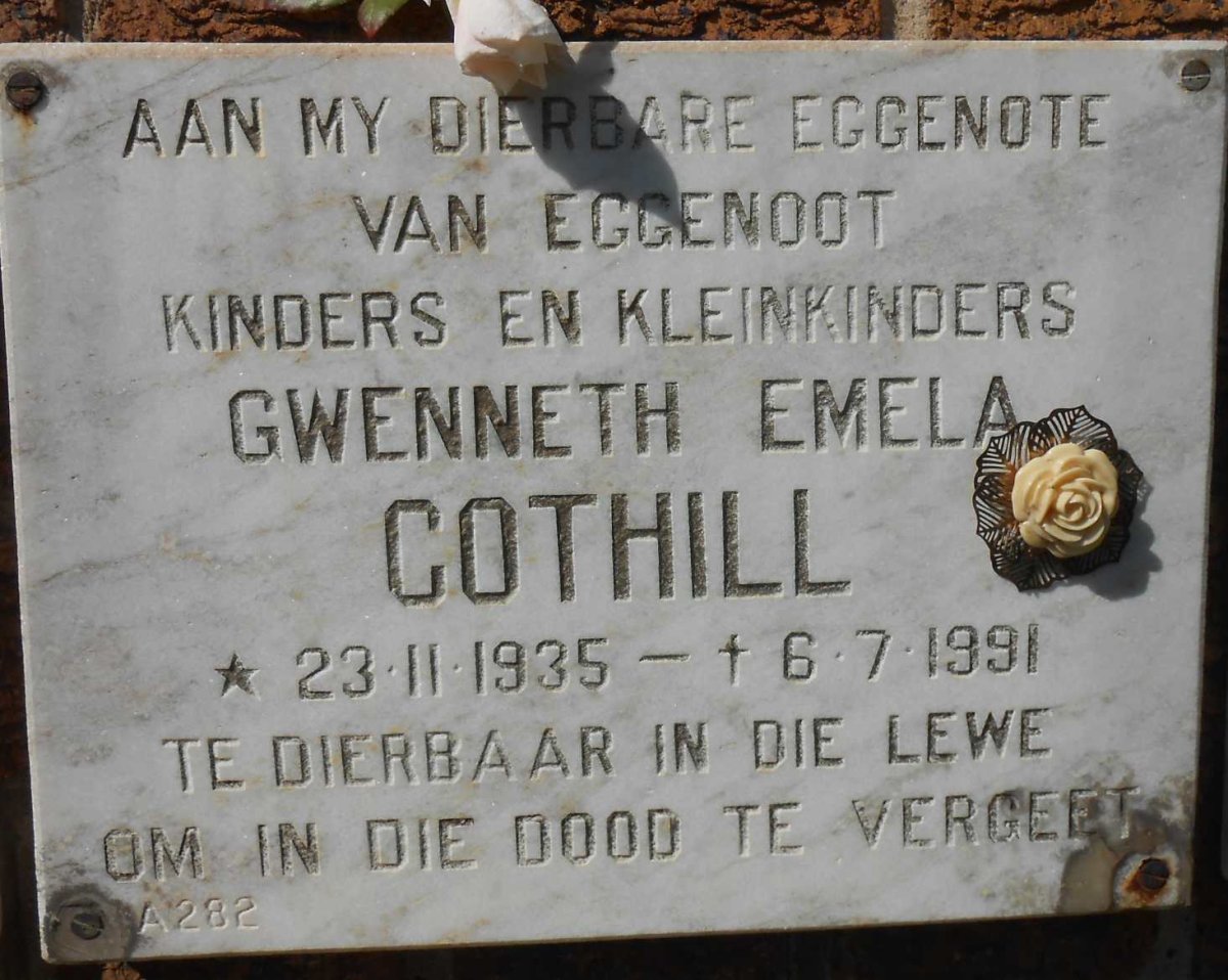 COTHILL Gwenneth Emela 1935-1991