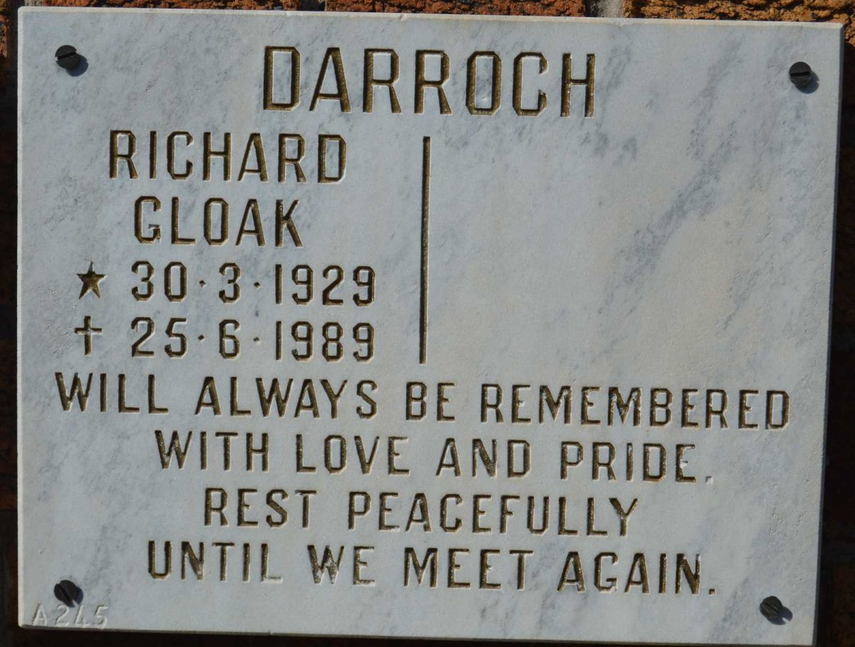 DARROCH Richard Gloak 1929-1989