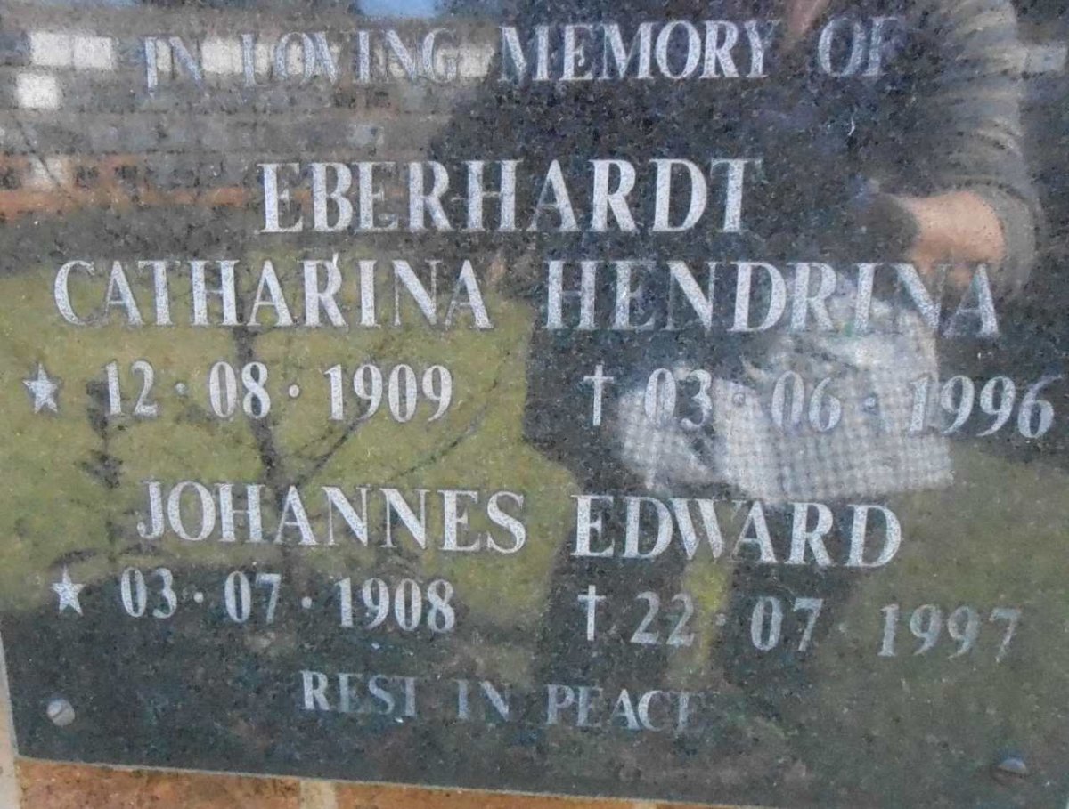 EBERHARDT Johannes Edward 1908-1997 &amp; Catharina Hendrina 1909-1996