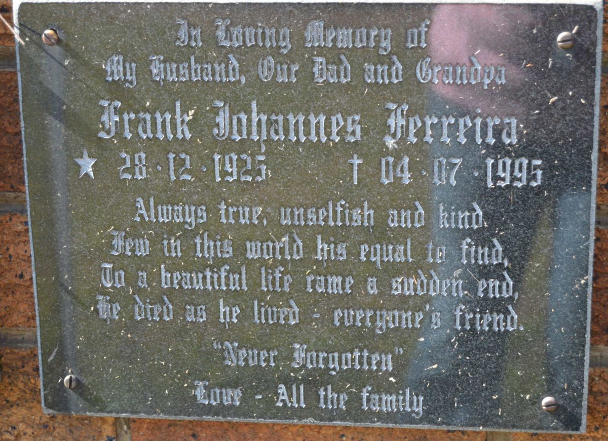 FERREIRA Frank Johannes 1925-1995