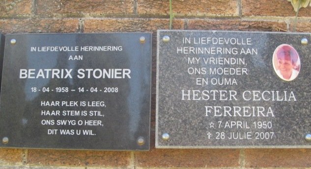 FERREIRA Hester Cecilia 1950-2007 :: STONIER Beatrix 1958-2008