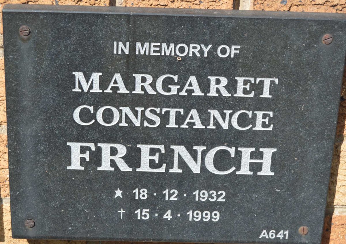 FRENCH Margaret Constance 1932-1999
