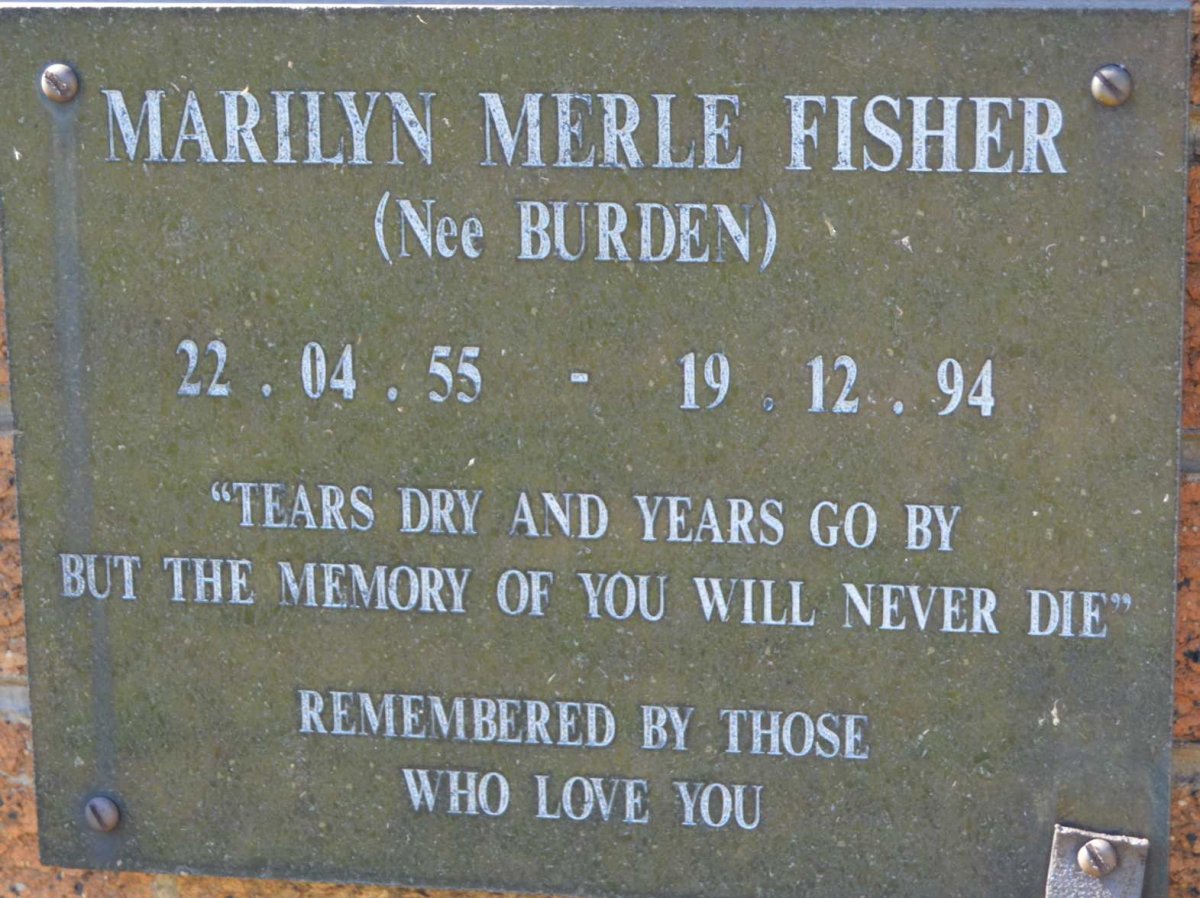 FISHER Marilyn Merle nee BURDEN 1955-1994