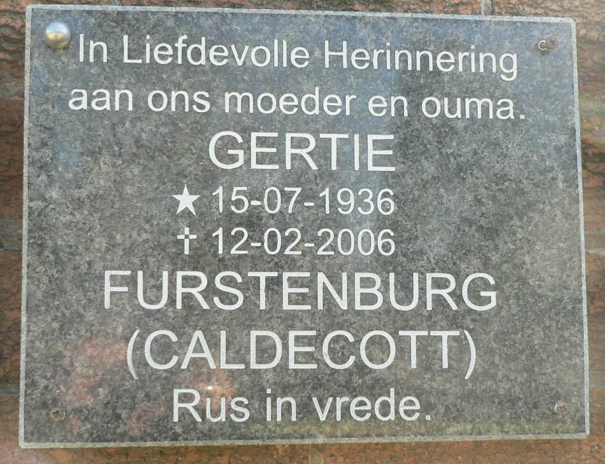 FURSTENBURG Gertie nee CALDECOTT 1936-2006