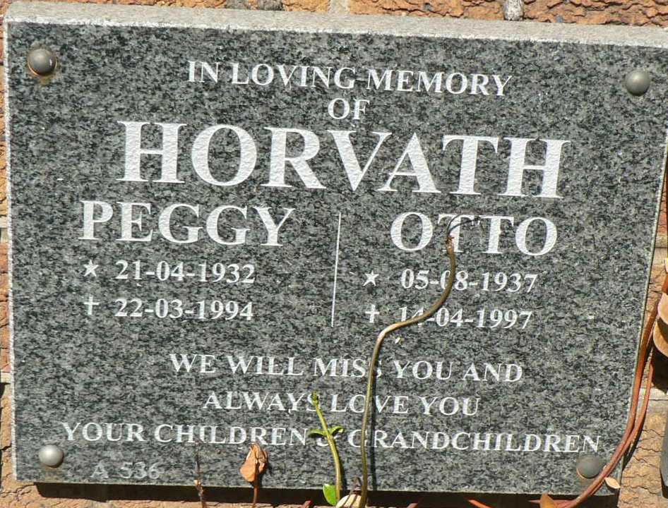 HORVATH Otto 1937-1997 &amp; Peggy 1932-1994