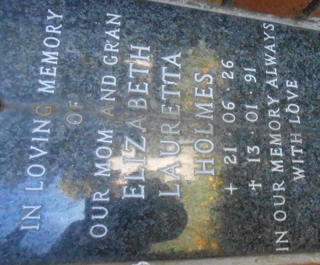 HOLMES Elizabeth Lauretta 1926-1991