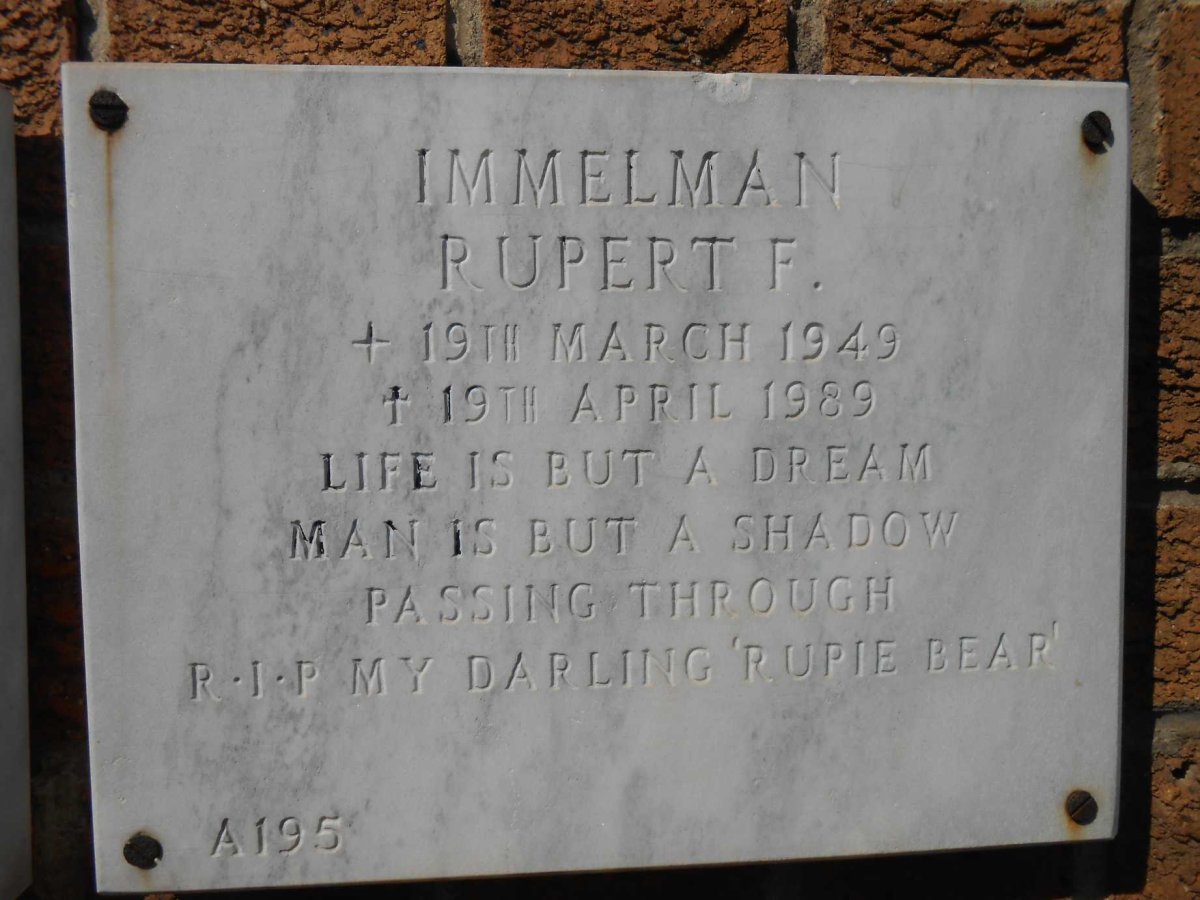 IMMELMAN Rupert F. 1949-1989