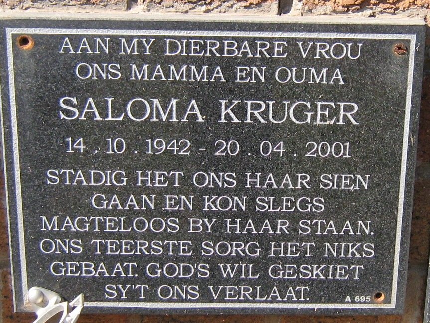 KRUGER Saloma 1942-2001