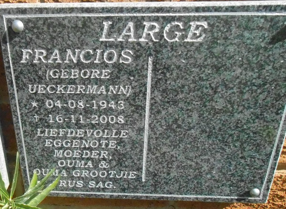 LARGE Francois nee UECKERMANN 1943-2008