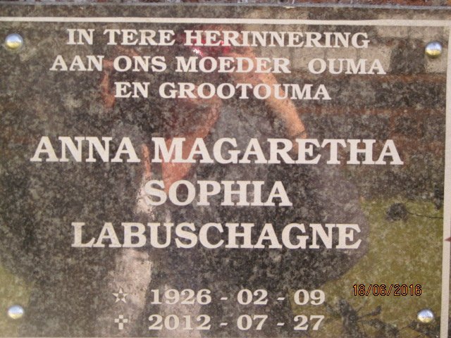 LABUSCHAGNE Anna Magaretha Sophia 1926-2012