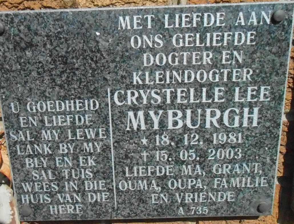 MYBURGH Crystelle Lee 1981-2003