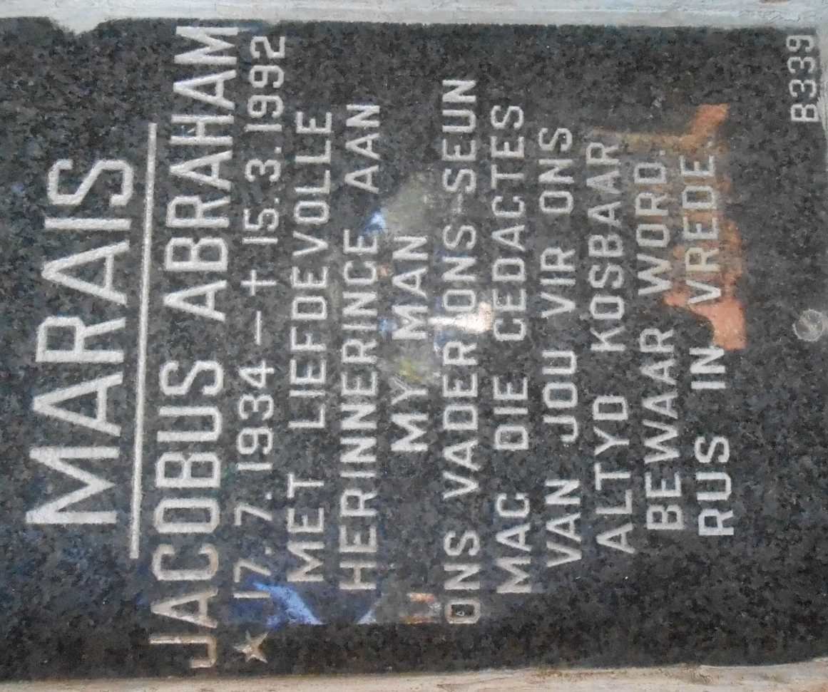 MARAIS Jacobus Abraham 1934-1992