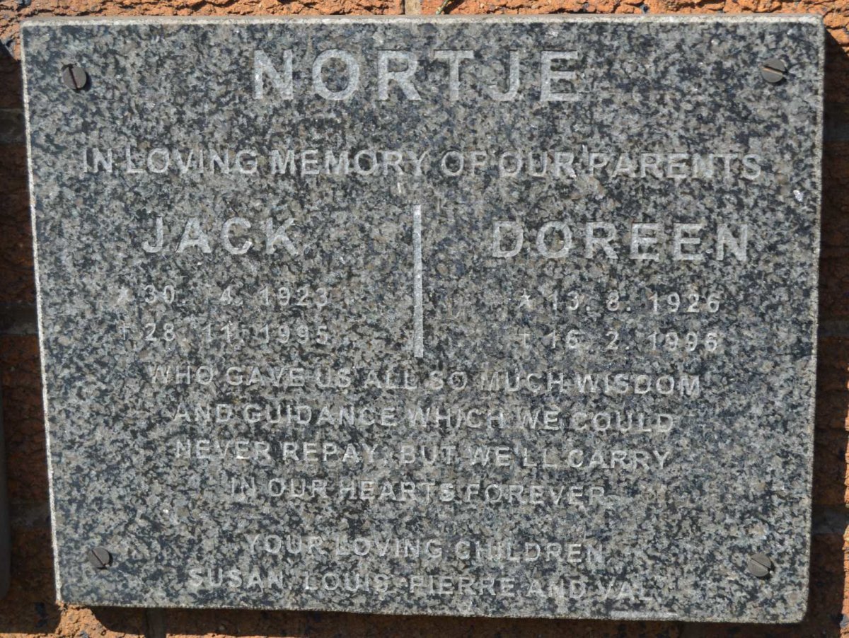 NORTJÉ Jack 1923-1995 &amp; Doreen 1926-1996