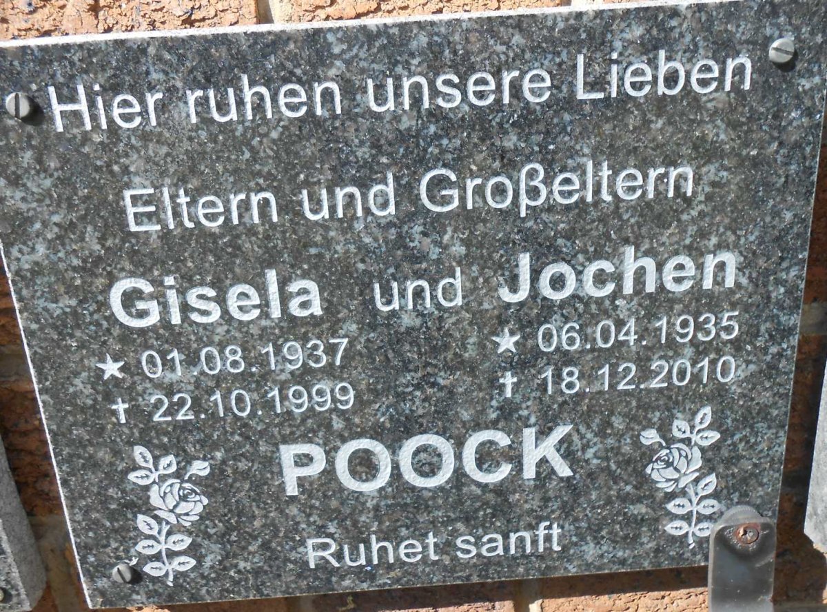 POOCK Jochen 1935-2010 &amp; Gisela 1937-1999
