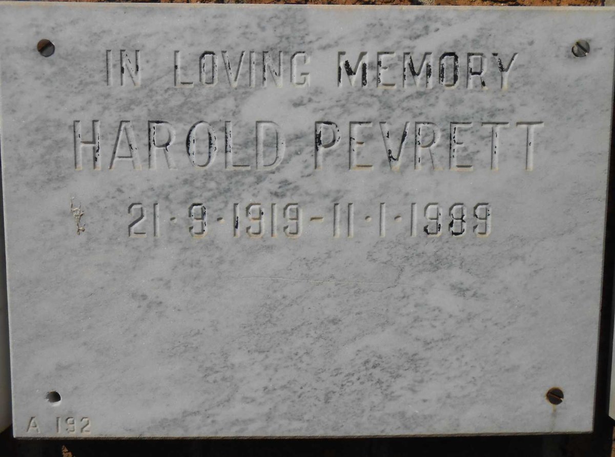 PEVRETT Harold 1919-1989