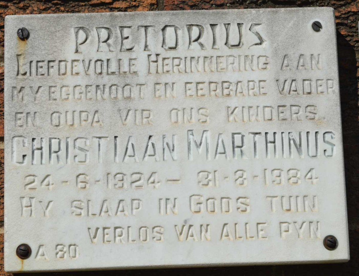 PRETORIUS Christiaan Marthinus 1924-1984