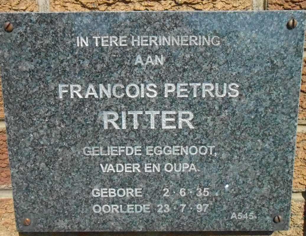 RITTER Francois Petrus 1935-1997