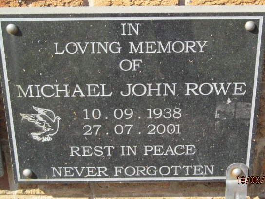 ROWE Michael John 1938-2001