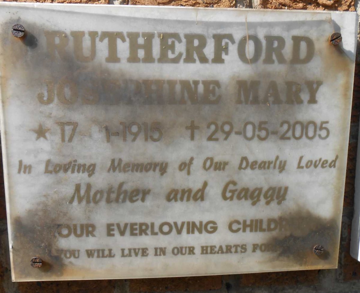 RUTHERFORD Josephine Mary 1915-2005