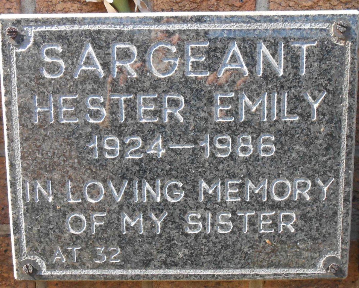 SARGEANT Hester Emily 1924-1986