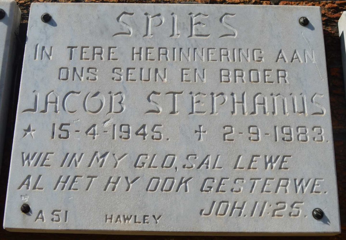 SPIES Jacob Stephanus 1945-1983