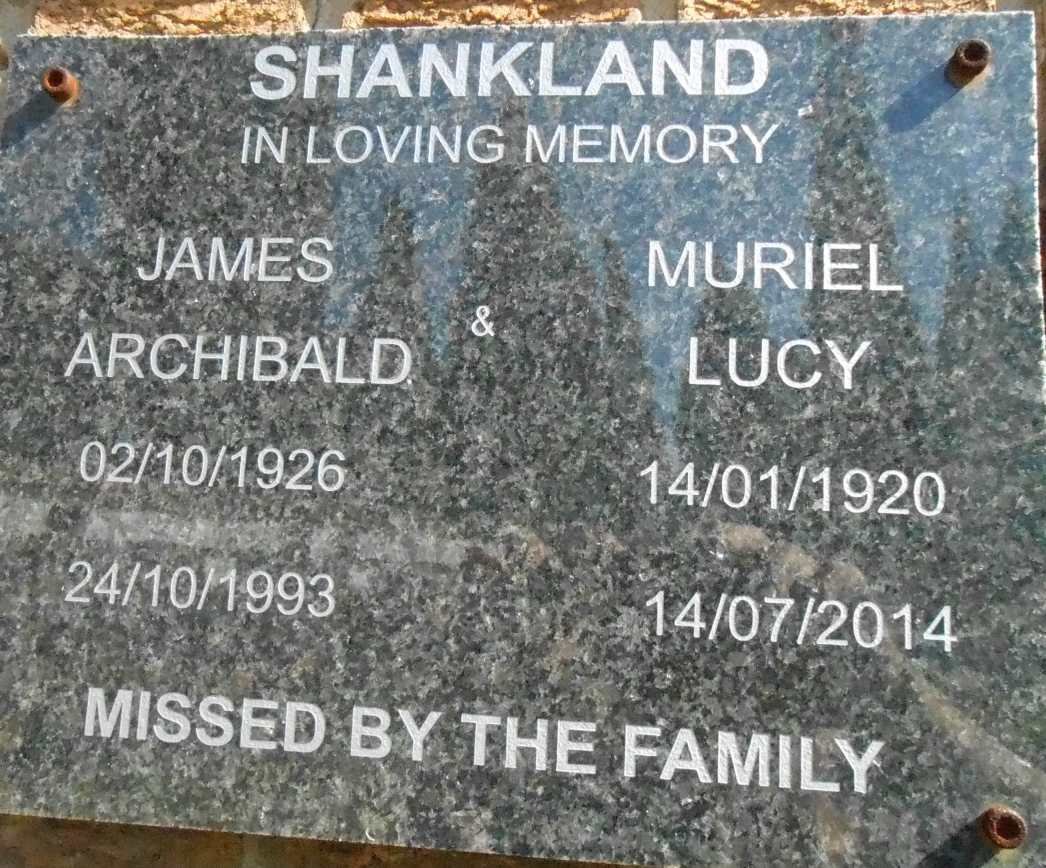 SHANKLAND James Archibald 1926-1993 &amp; Muriel Lucy 1920-2014