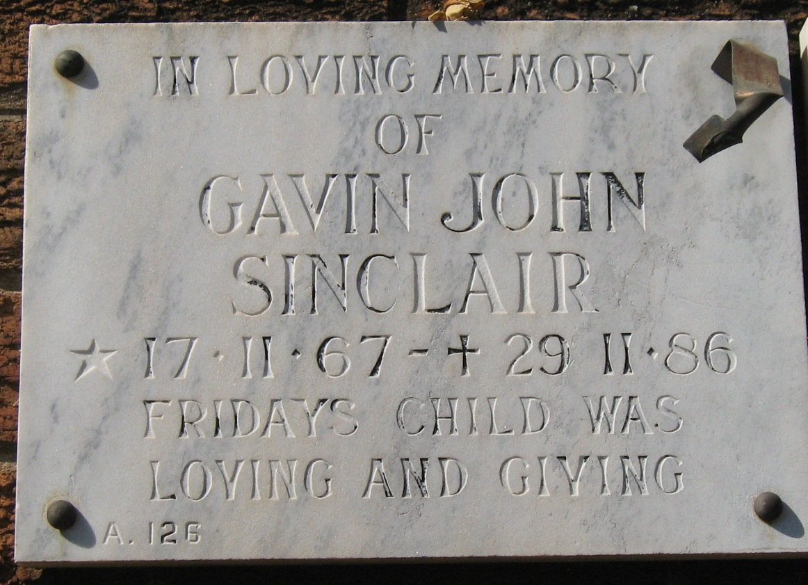SINCLAIR Gavin John 1967-1986