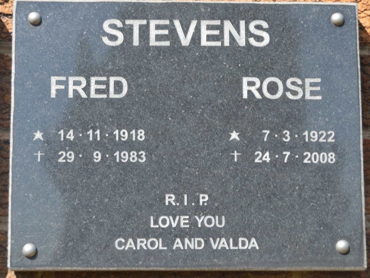 STEVENS Fred 1918-1983 &amp; Rose 1922-2008