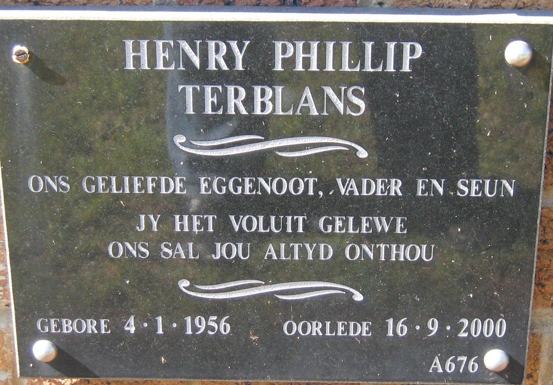 TERBLANS Henry Phillip 1956-2000