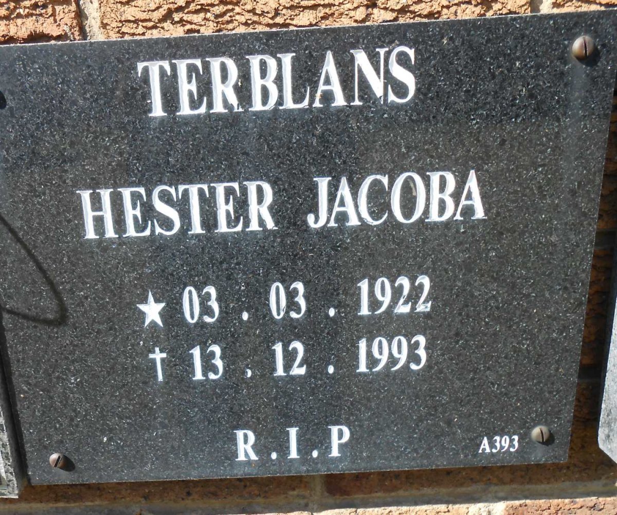 TERBLANS Hester Jacoba 1922-1993