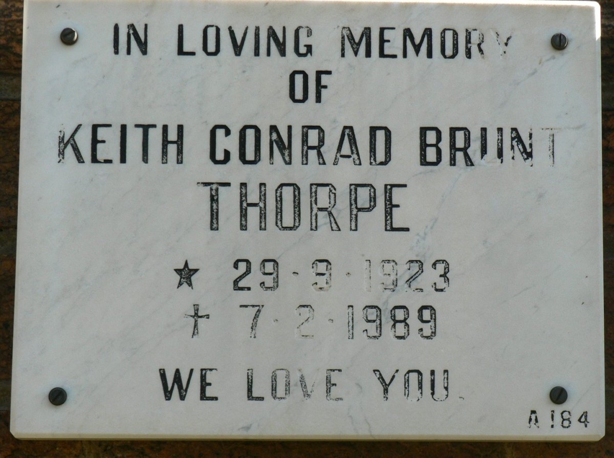 THORPE Keith Conrad Brunt 1923-1989