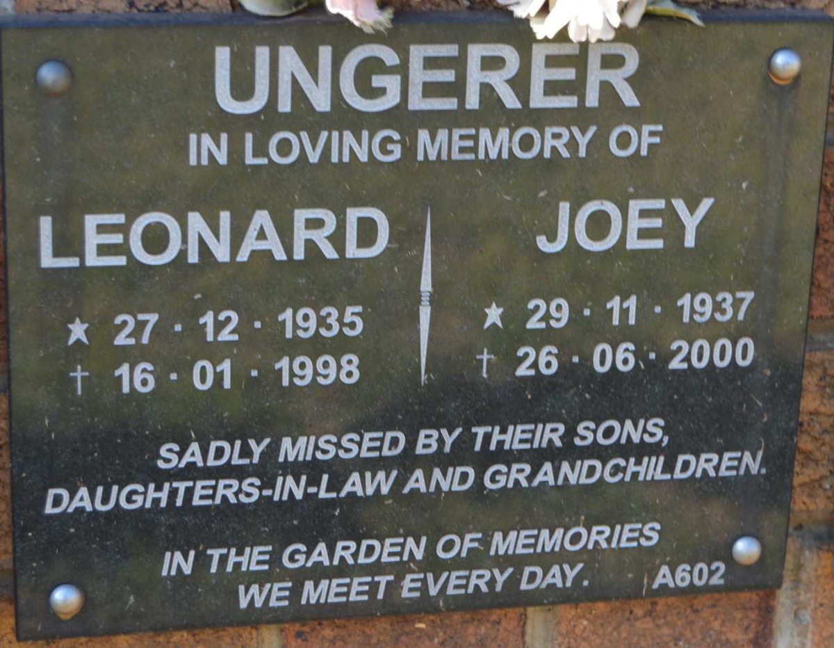 UNGERER Leonard 1935-1998 &amp; Joey 1937-2000
