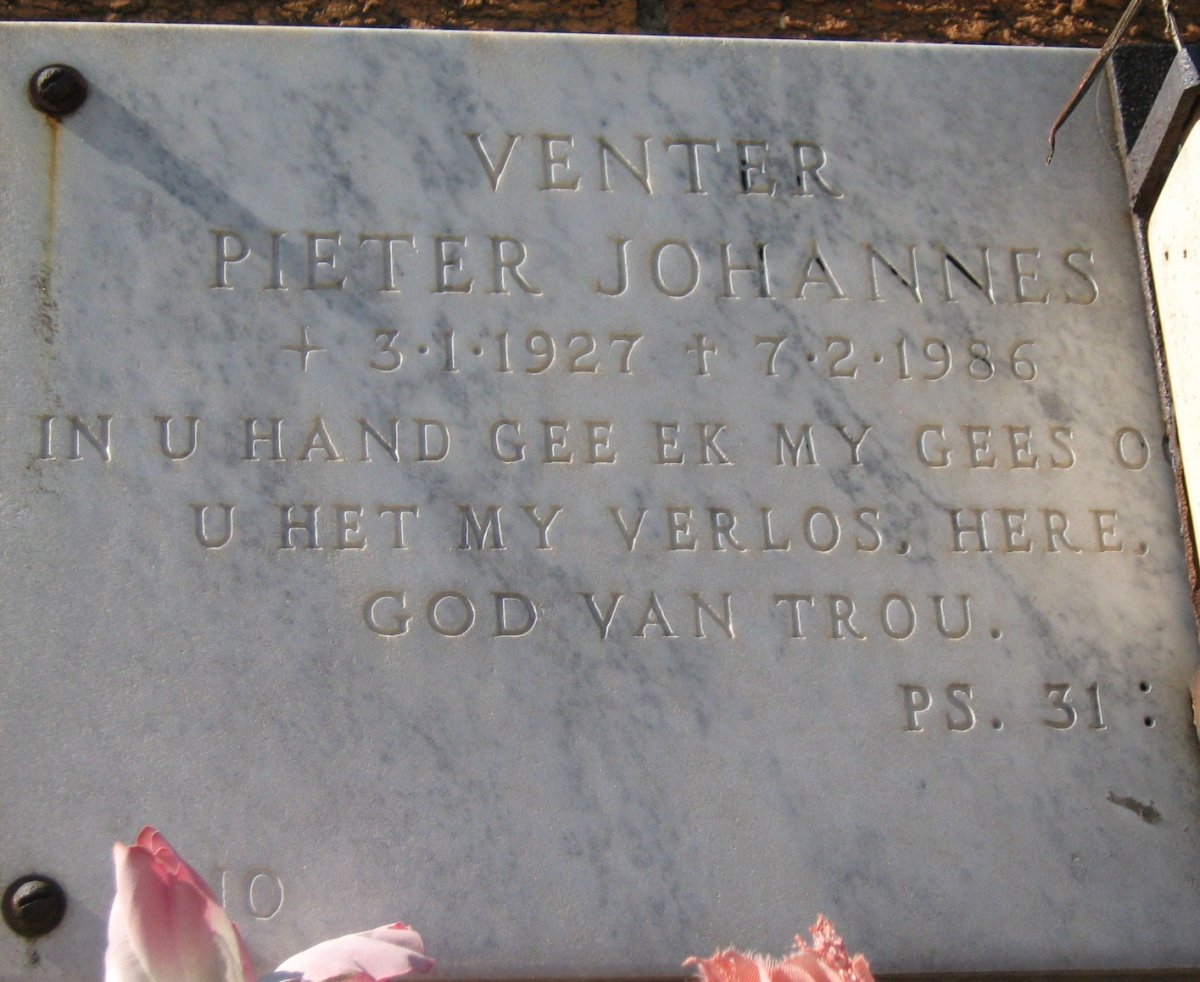 VENTER Pieter Johannes 1927-1986